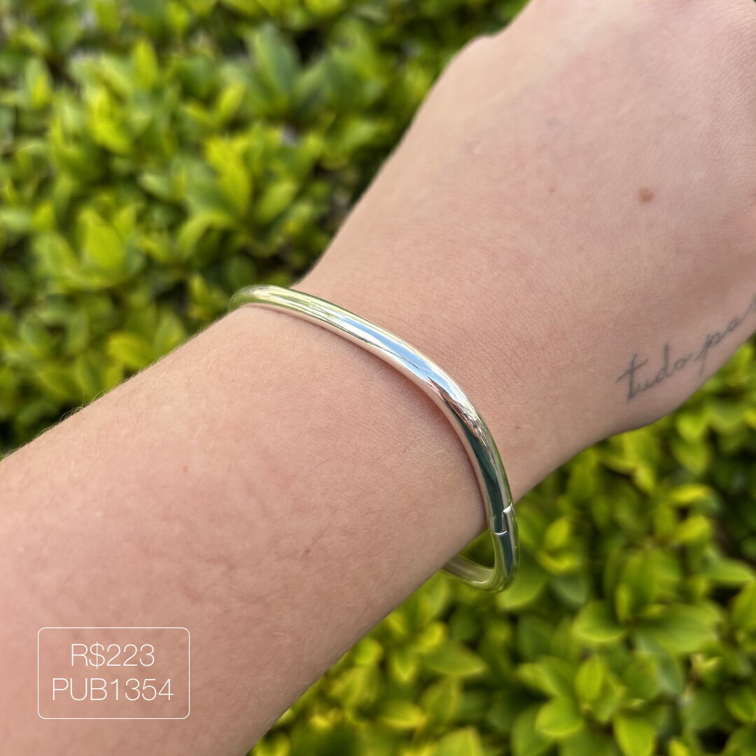 Bracelete Quadrado Liso Prateado